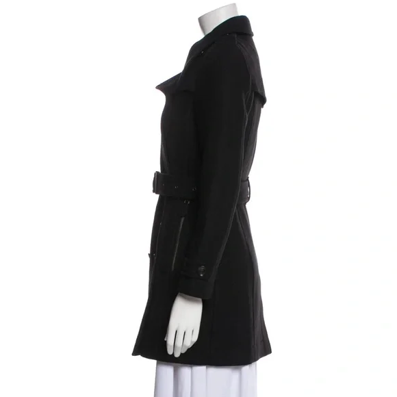 Burberry Black Fitted Trench Coat Wool - Picture 12 of 13